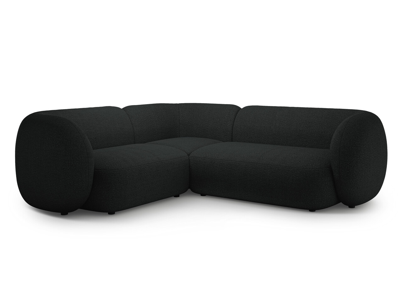 Coltar stanga 4 locuri, Kate, Micadoni Home, 252x220x76 cm, tesatura boucle, negru Colțare